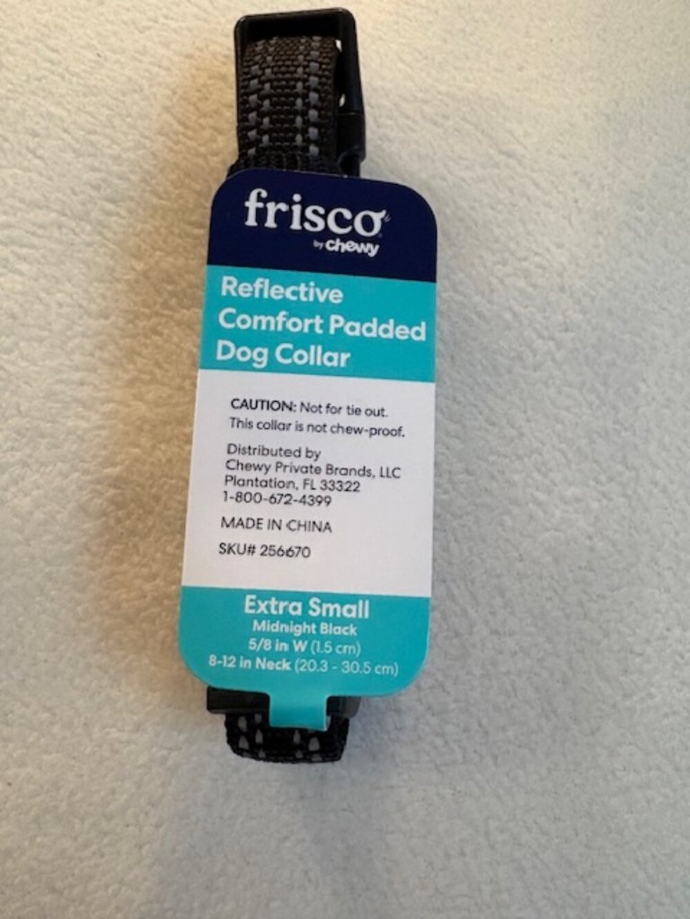 NWT Outdoor Nylon Reflective Comfort Padded Dog Collar, Black, XS: Neck: 8-12